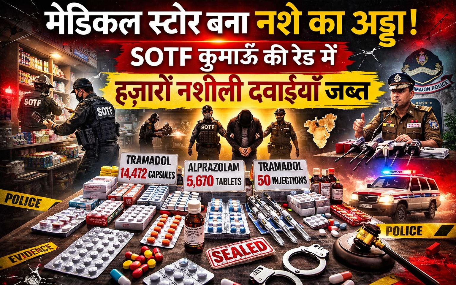 मेडिकल स्टोर की आड़ में नशे का साम्राज्य! SOTF कुमाऊँ ने मारी रेड