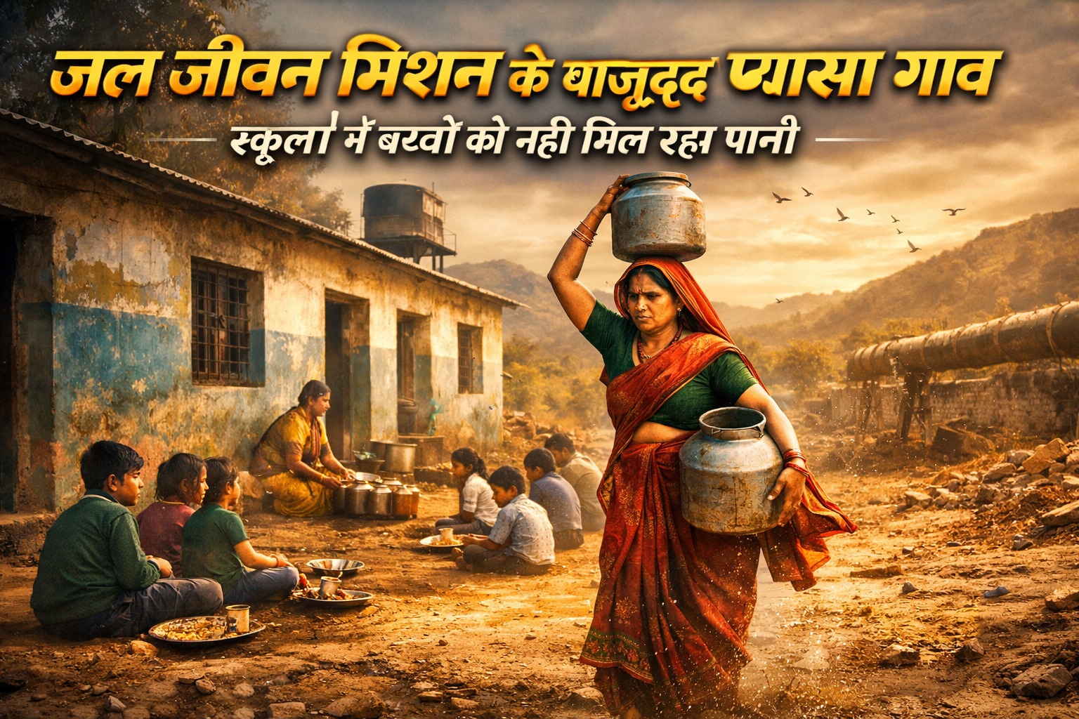 पानी को तरसे स्कूल, भोजनमाताएं सिर पर ढो रहीं पानी