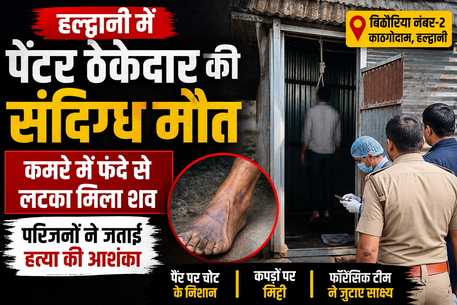 पेंटर ठेकेदार की संदिग्ध परिस्थितियों में मौत, कमरे में फंदे से लटका मिला शव