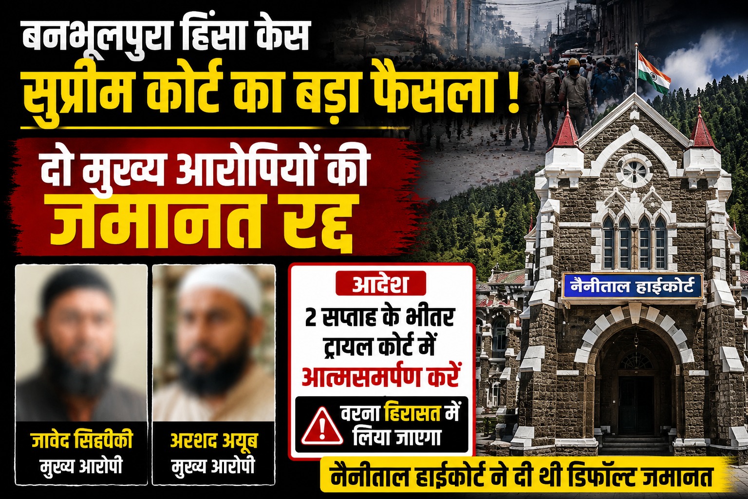 बनभूलपुरा हिंसा : सुप्रीम कोर्ट ने रद्द की जावेद सिद्दीकी और अरशद अयूब की जमानत