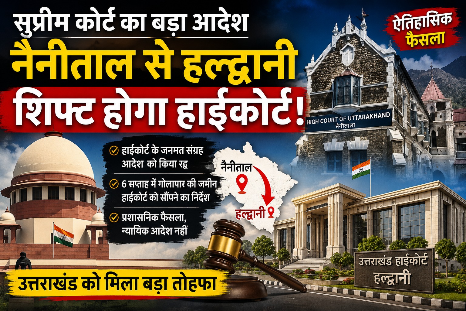 सुप्रीम कोर्ट की हरी झंडी, हल्द्वानी शिफ्ट होगा उत्तराखंड हाईकोर्ट