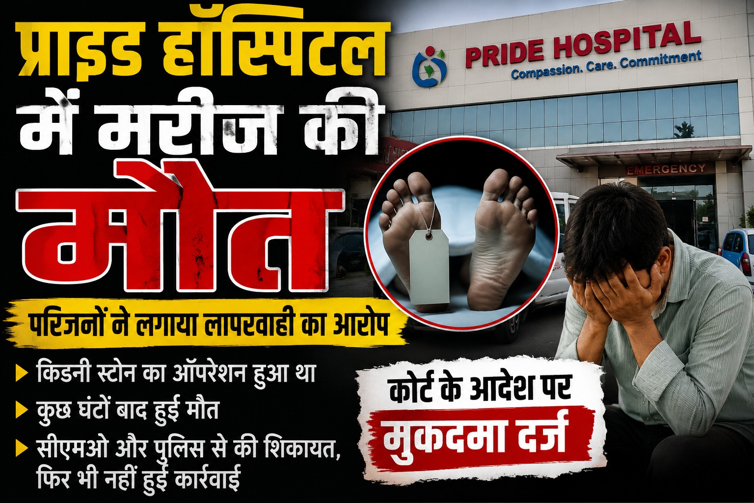 प्राइड हॉस्पिटल में पथरी का ऑपरेशन, मर गया मरीज